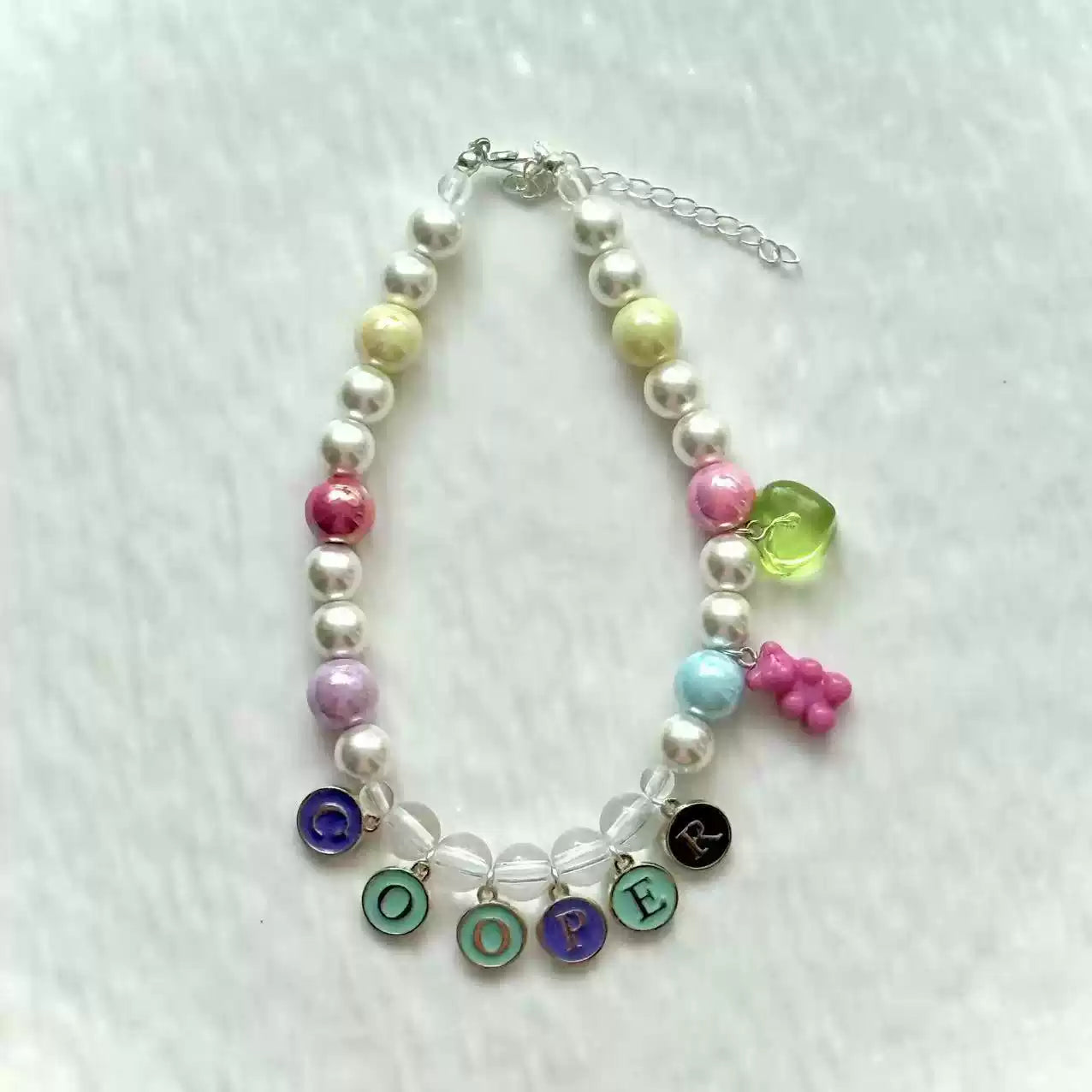 Custom Pet Name Pearl Necklace Collar – Universal Pet Jewelry Accessory for Cats & Dogs (Ideal for Photo Shoots)