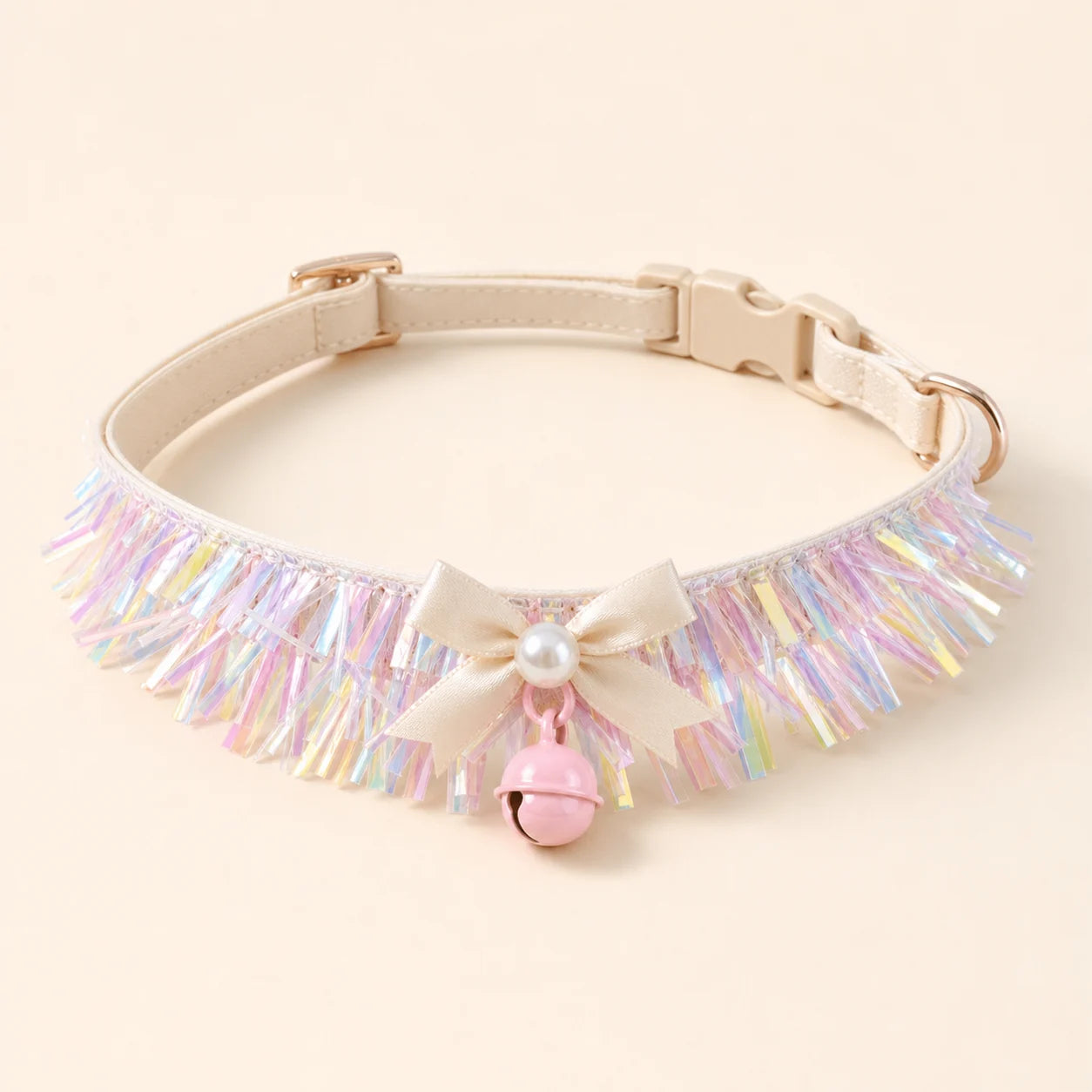 Prism Fringe Pearl Bow Pet Necklace product view